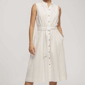 Anne Klein White Eyelet Diane Midi Dress Size 4